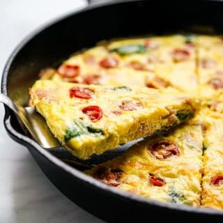 Lifting up a triangular slice of frittata