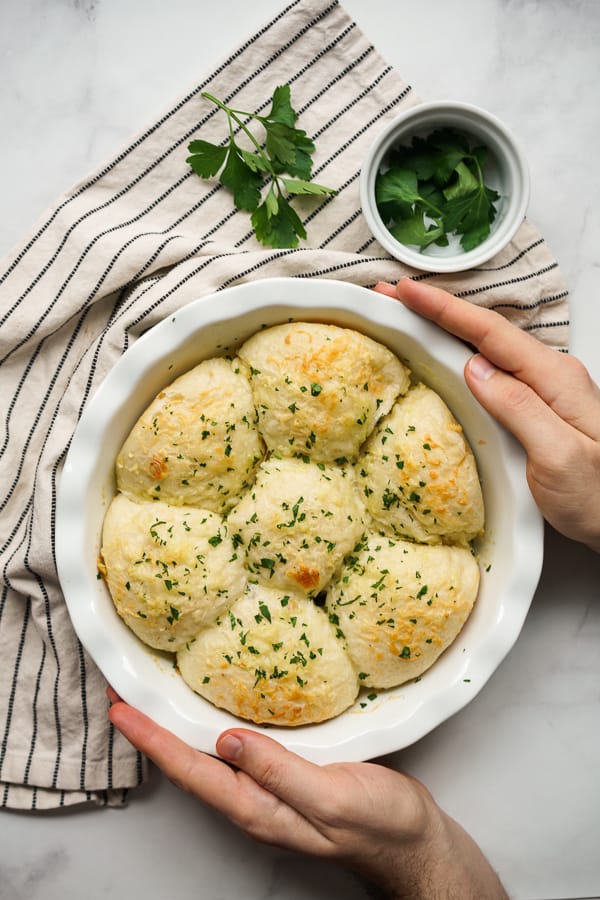 Top down view of Cheesy Garlic Rolls