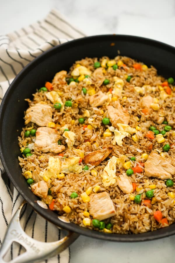 Easy Chicken Fried Rice in a large skillet