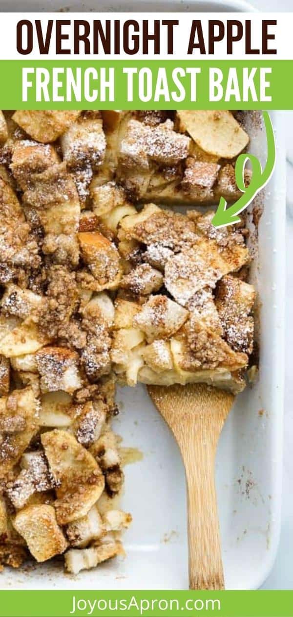 Apple French Toast Casserole - easy and delicious french toast loaded with cinnamon apples and baked in a casserole. A yummy breakfast and brunch casserole recipe that you can make ahead and bake when ready! via @joyousapron