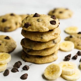 A stack of Banana Chocolate Chip Cookies