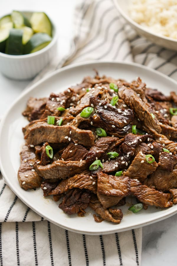 A plate of Korean BBQ Beef Bulgogi