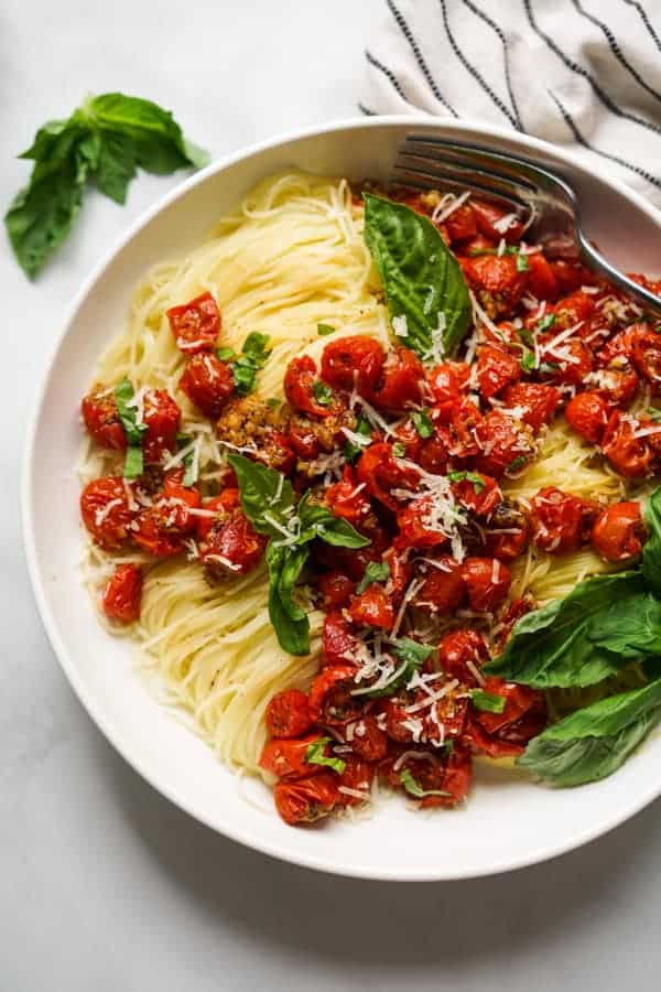 Roasted Tomato Pasta with Basil and Parmesan