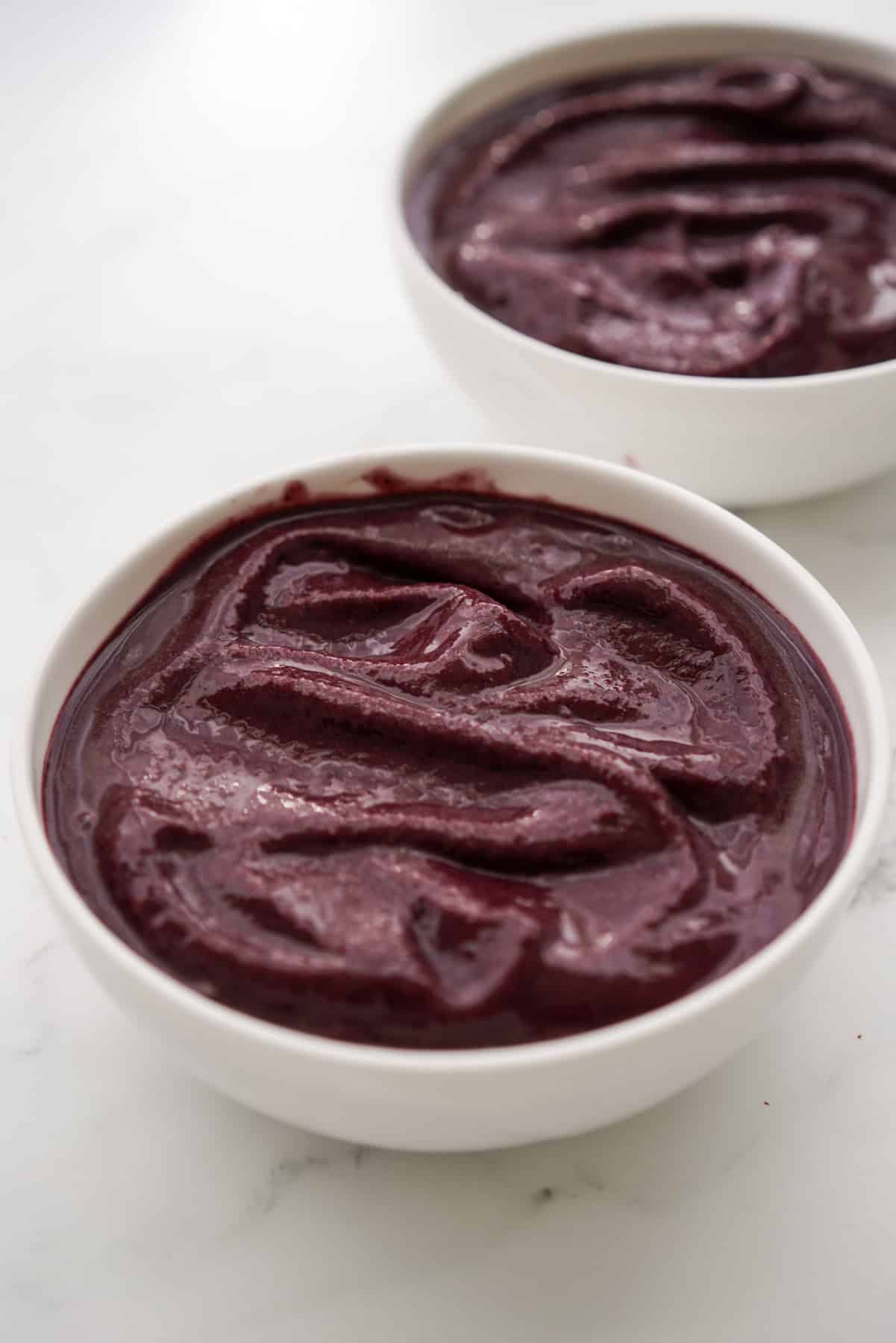 A bowl of blended frozen acai