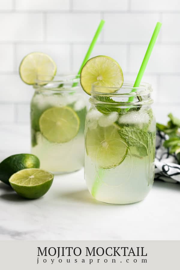 Mojito Mocktail (Virgin Mojito) - refreshing non alcoholic beverage and drink for a hot summer day. Combines fresh lime juice and club soda or sparkling water with mint leaves via @joyousapron