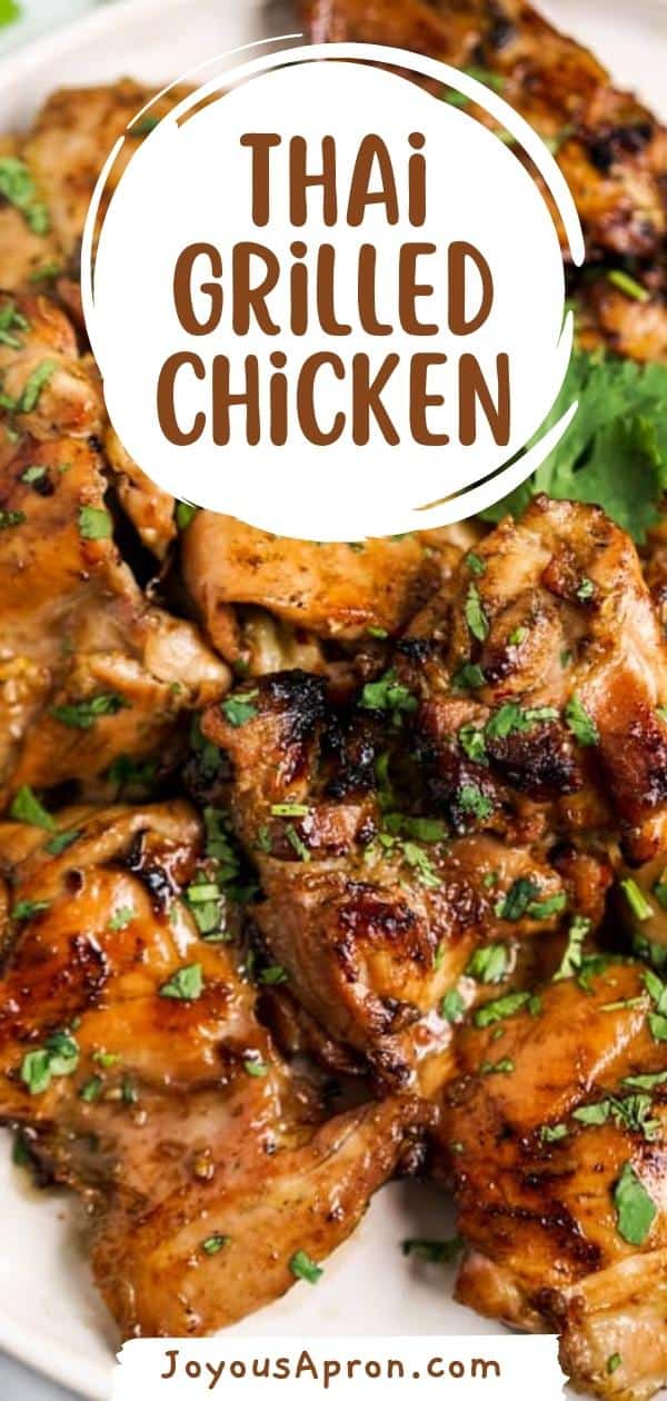 Thai Grilled Chicken - summer grilling recipe! Delicious and flavorful chicken thighs marinated in Thai seasoning and spices, then grilled to perfection! Can be pan seared as well. via @joyousapron