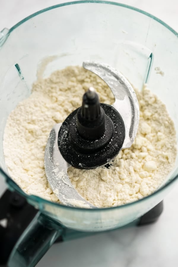 Pie crust in the making in food processor