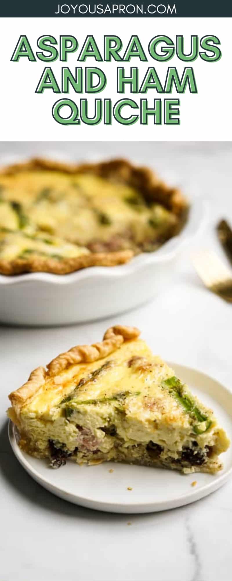 Asparagus and Ham Quiche - Great for Spring breakfast, brunch, lunch and dinner! Flaky pie crust loaded with asparagus, ham, gruyere cheese and egg mixture, baked to perfection! via @joyousapron