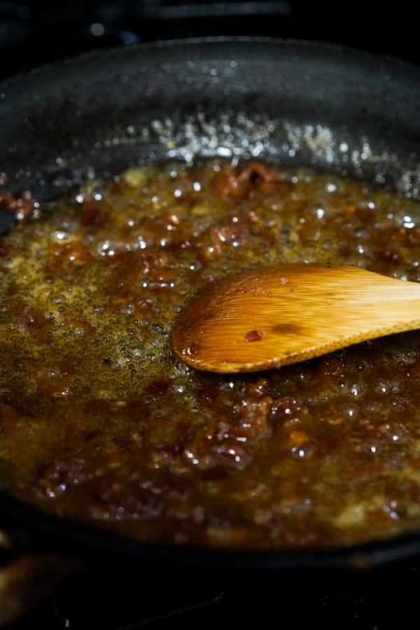 Cooking bacon vinaigrette