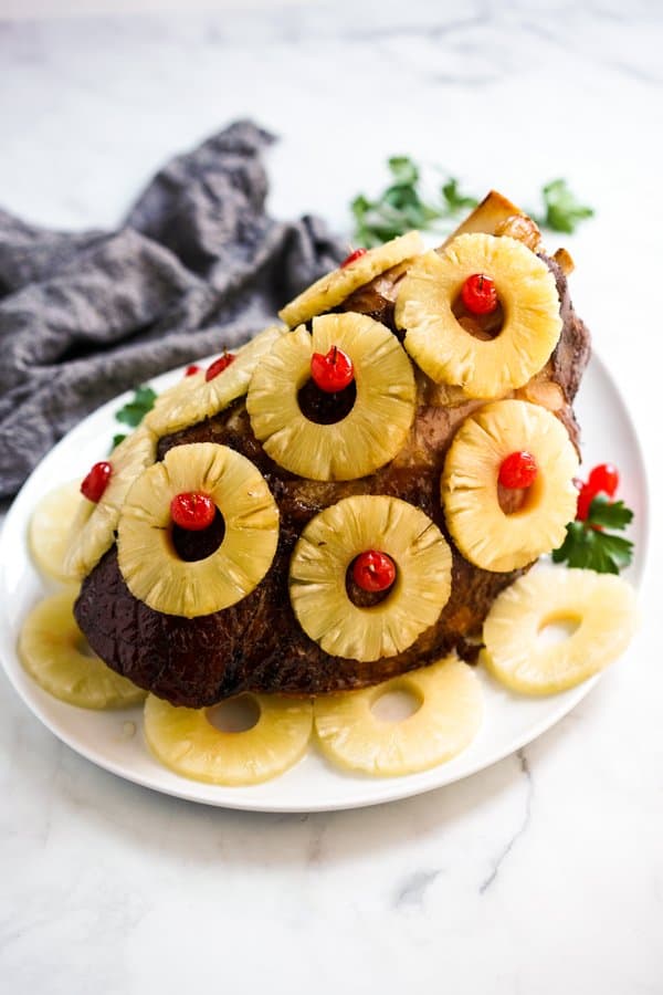 Ham covered in pineapple and cherries