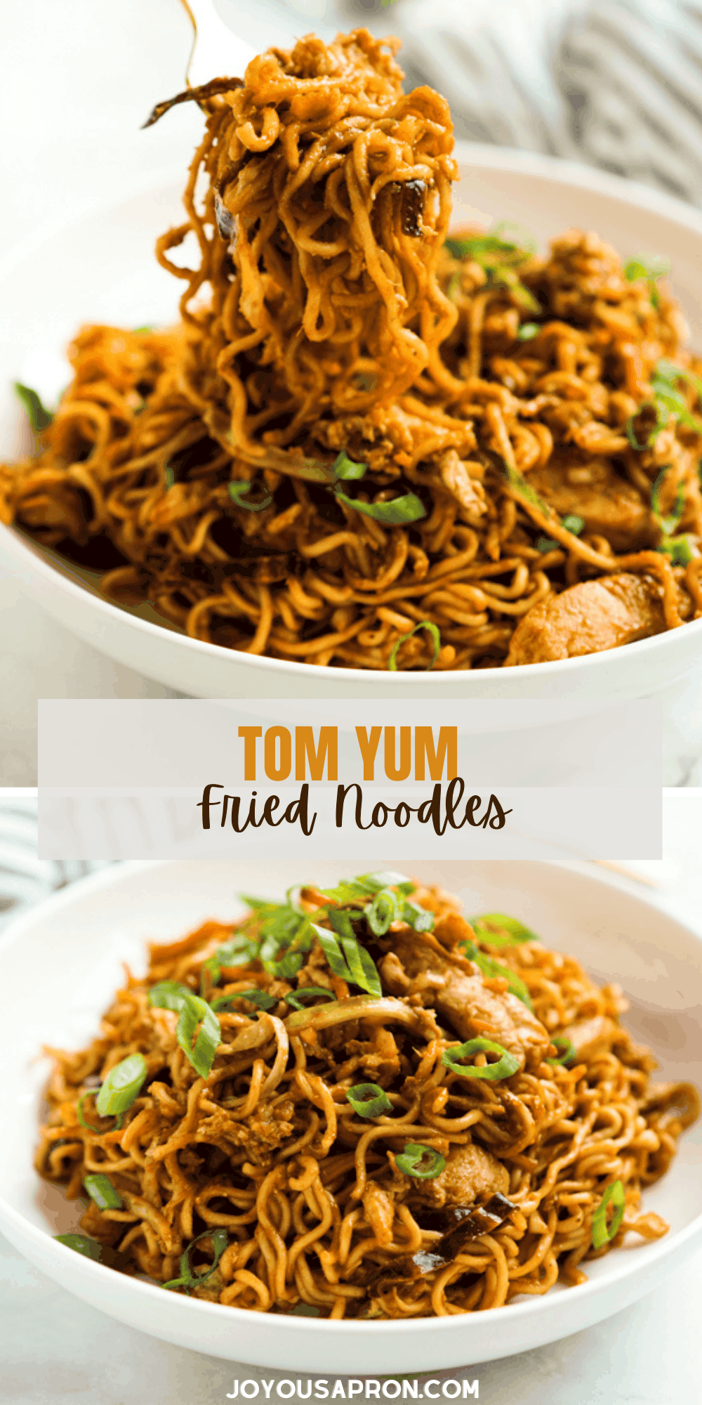 Tom Yum Fried Noodles - Easy Asian fried noodle dish tossed in sticky, spicy, sour, sweet and savory tom yum sauce. This Thai inspired dish has lots of bold flavors and textures! via @joyousapron