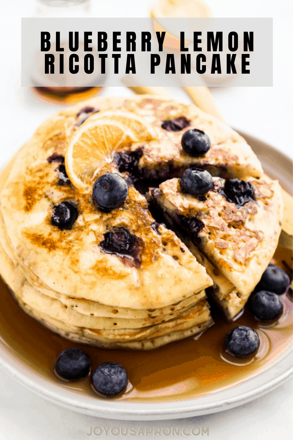 Blueberry Lemon Ricotta Pancake - easy, light and fluffy lemon ricotta pancake filled with fresh blueberries makes for a delicious brunch and breakfast! Serve with maple syrup. via @joyousapron