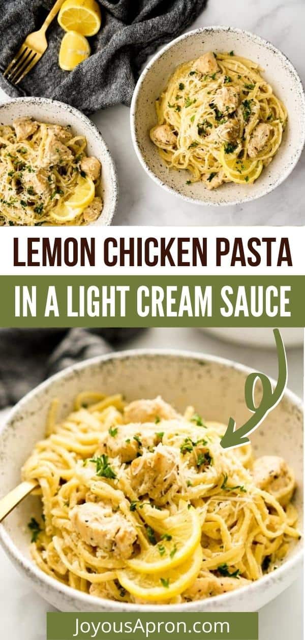 Creamy Lemon Chicken Pasta - easy skillet Italian pasta recipe that is light, fresh and yummy. Spaghetti pasta tossed in creamy lemon sauce and chicken. Ready under 30 minutes! via @joyousapron