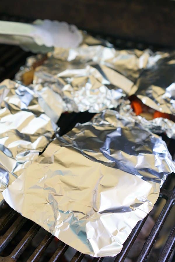 Foil packs on grill