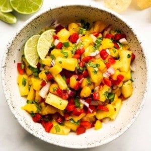 A bowl of Fresh Pineapple Mango Salsa