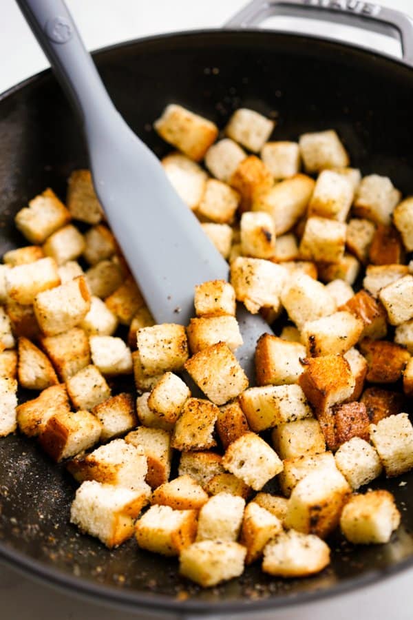 Toasting bread in the skillet