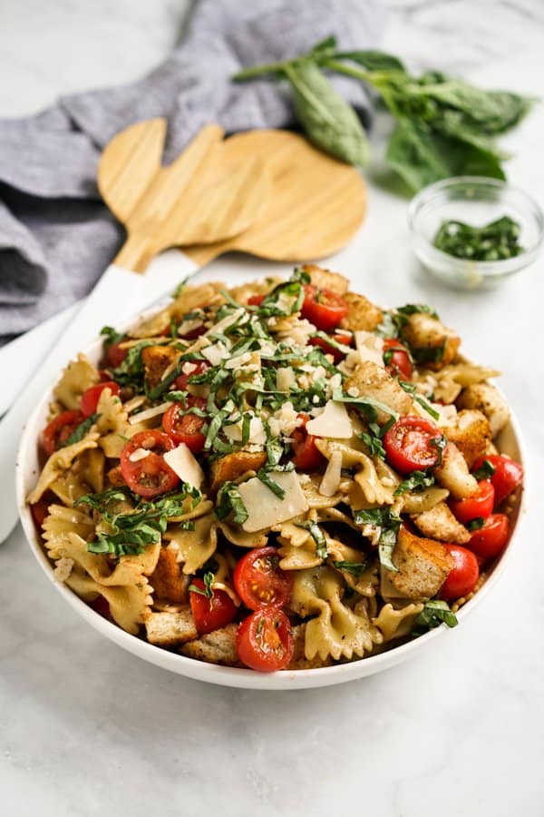 A big bowl of Bruschetta Pasta Salad