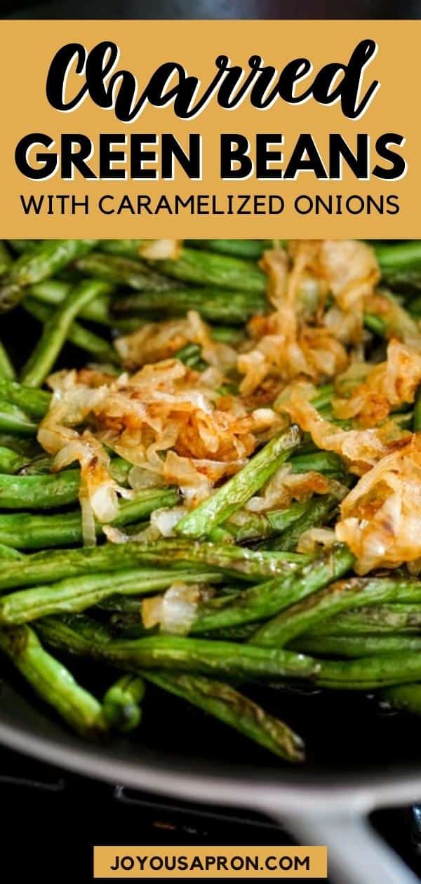 Green Beans with Caramelized Onions - A easy and delicious veggie side dish! Sweet caramelized onions sautéed with crunchy green beans, toss with garlic, butter, sea salt, then topped with shaved almonds.  via @joyousapron