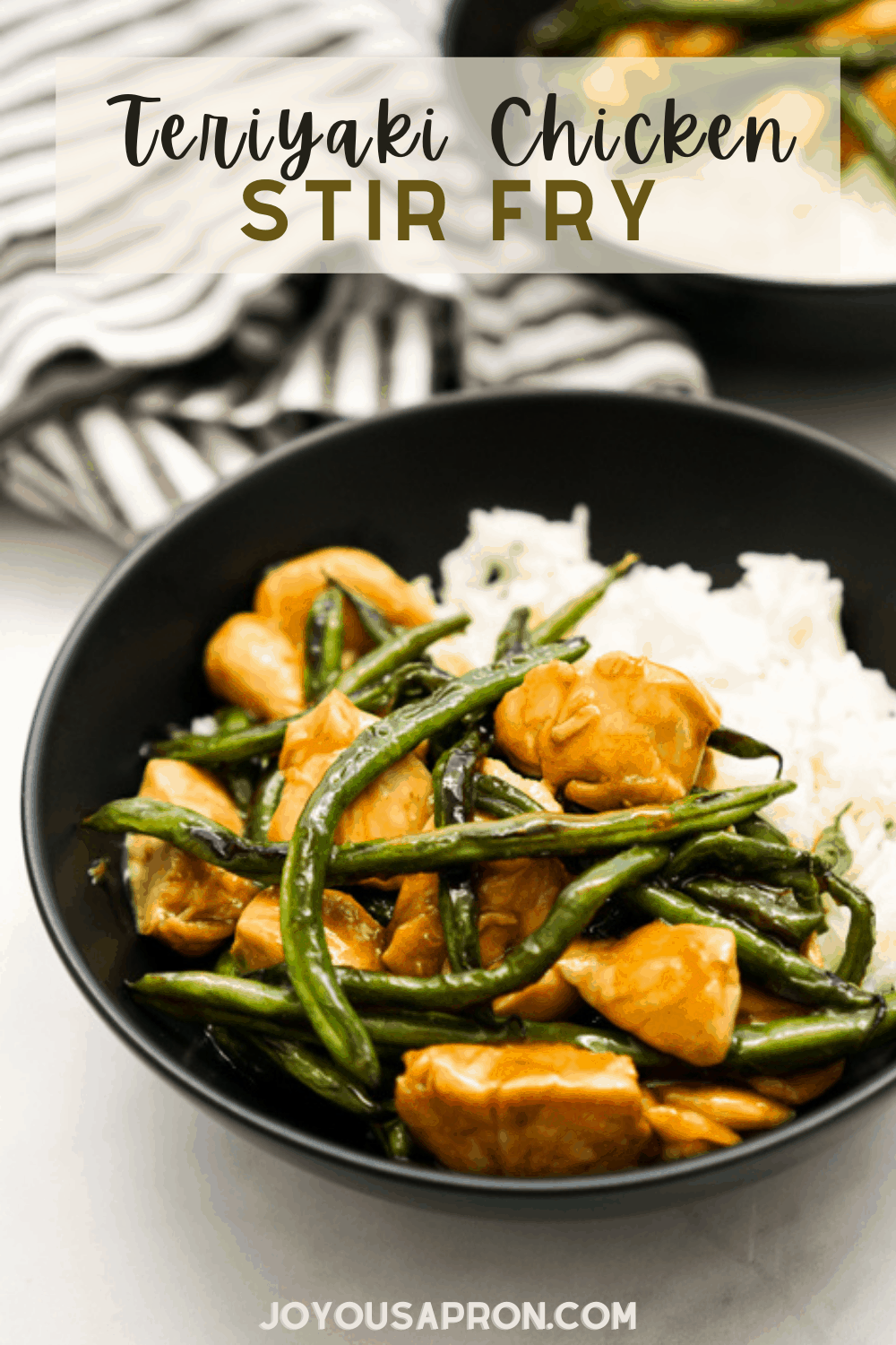 Teriyaki Chicken Stir Fry -easy homemade Japanese inspired teriyaki recipe! Juicy white meat chicken and green beans coated in homemade Teriyaki Sauce makes for a quick and delicious dinner ready under 30 minutes! via @joyousapron