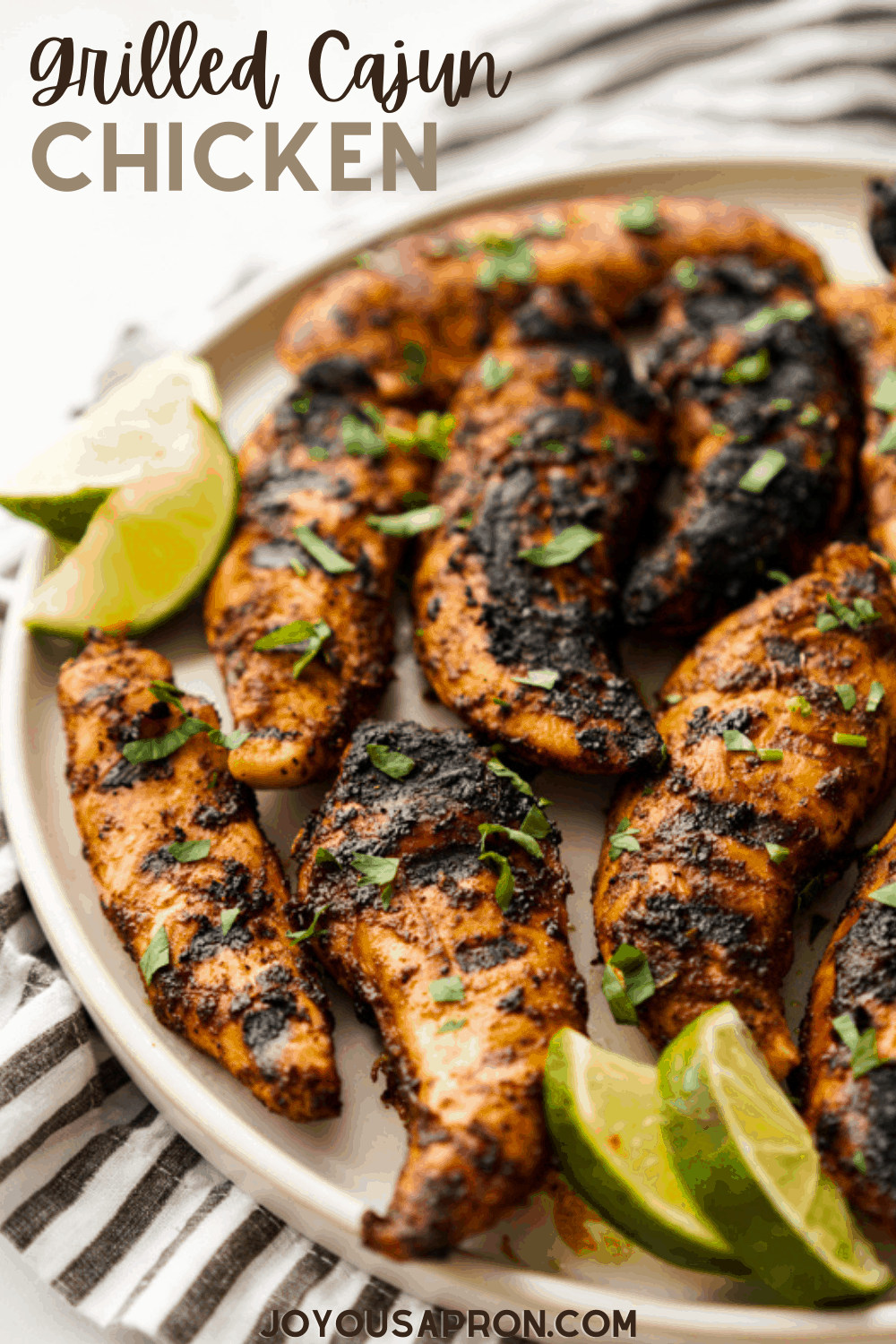 Grilled Cajun Chicken - Easy grilled chicken recipe with lots of cajun flavors! Tender, juicy chicken tenderloins coated with bold, spicy and flavorful seasonings and smoky flavors! via @joyousapron