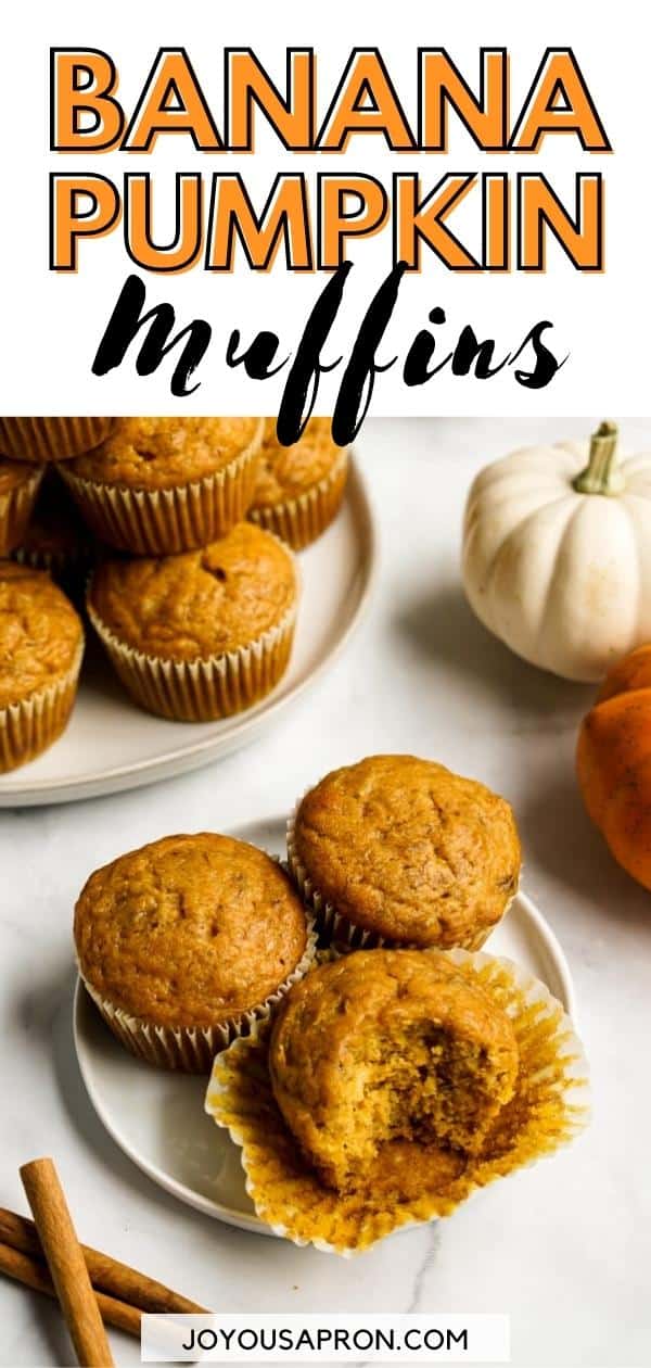 Pumpkin Banana Muffins - Moist and soft muffins with pumpkin and banana flavors make the perfect breakfast and dessert for the Fall! Great for snack, afternoon tea, breakfast and brunch! via @joyousapron
