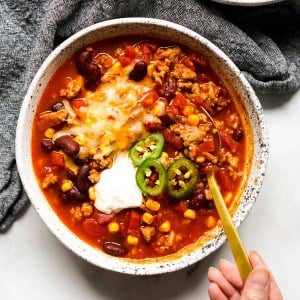 Digging into turkey chili