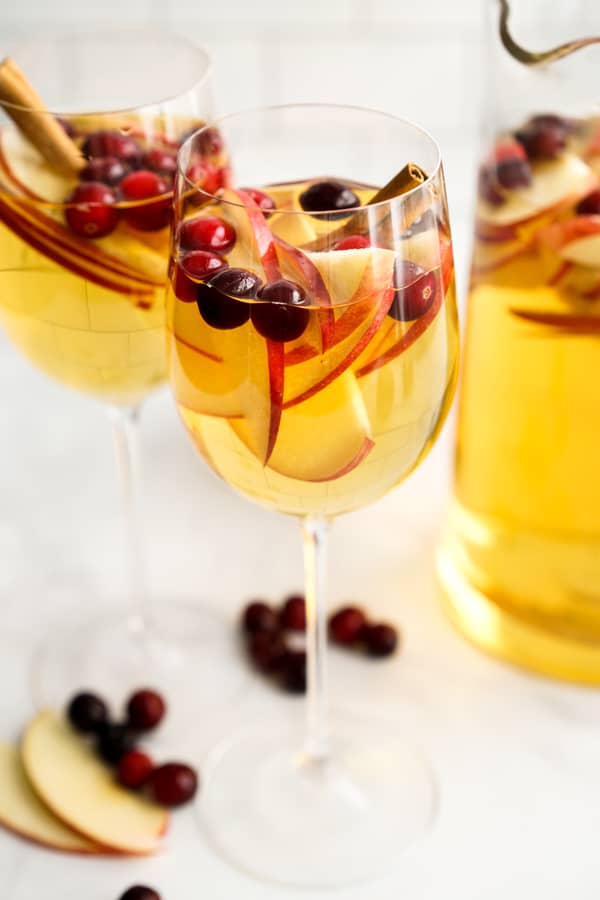 Two glasses of apple cider sangria