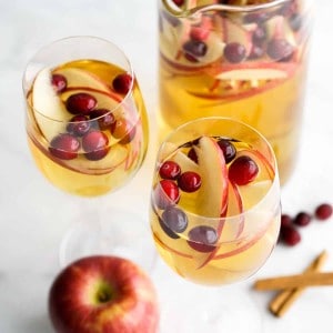 Two glasses of apple cider sangria