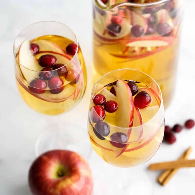 Two glasses of apple cider sangria
