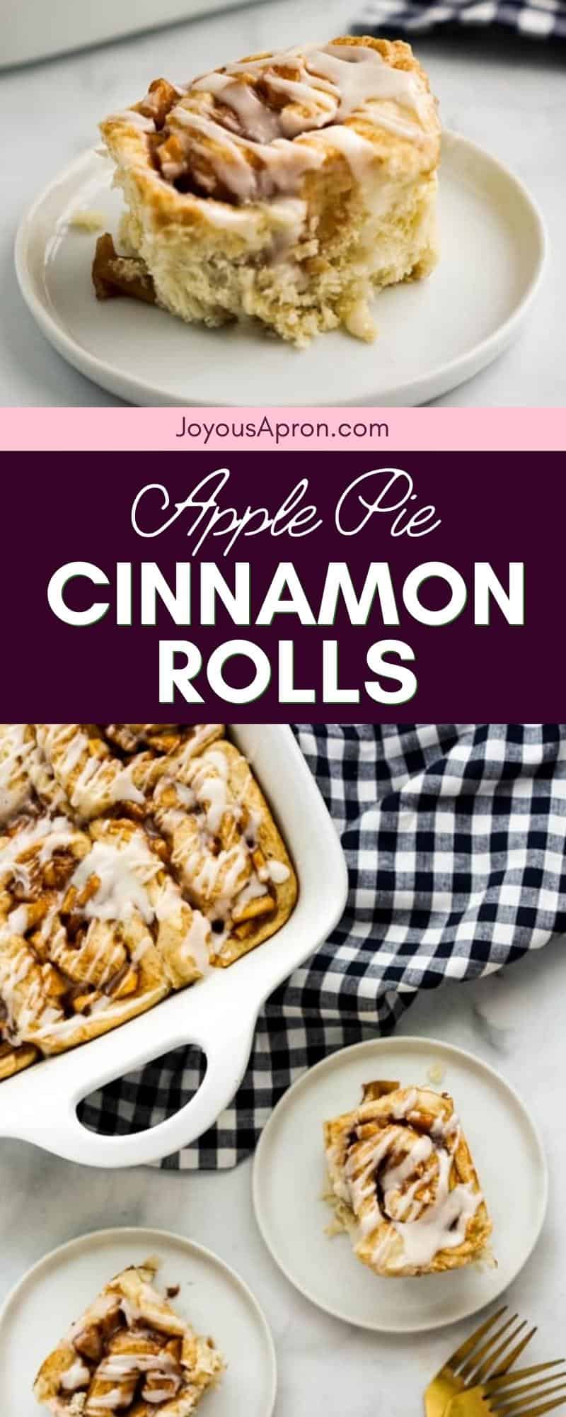 Cinnamon Rolls with Apple Pie Filling - Next-level Cinnamon Rolls! Soft and fluffy rolls filled with apple pie filling, topped with a sticky sweet glaze. Perfect for holiday brunch and breakfast! via @joyousapron