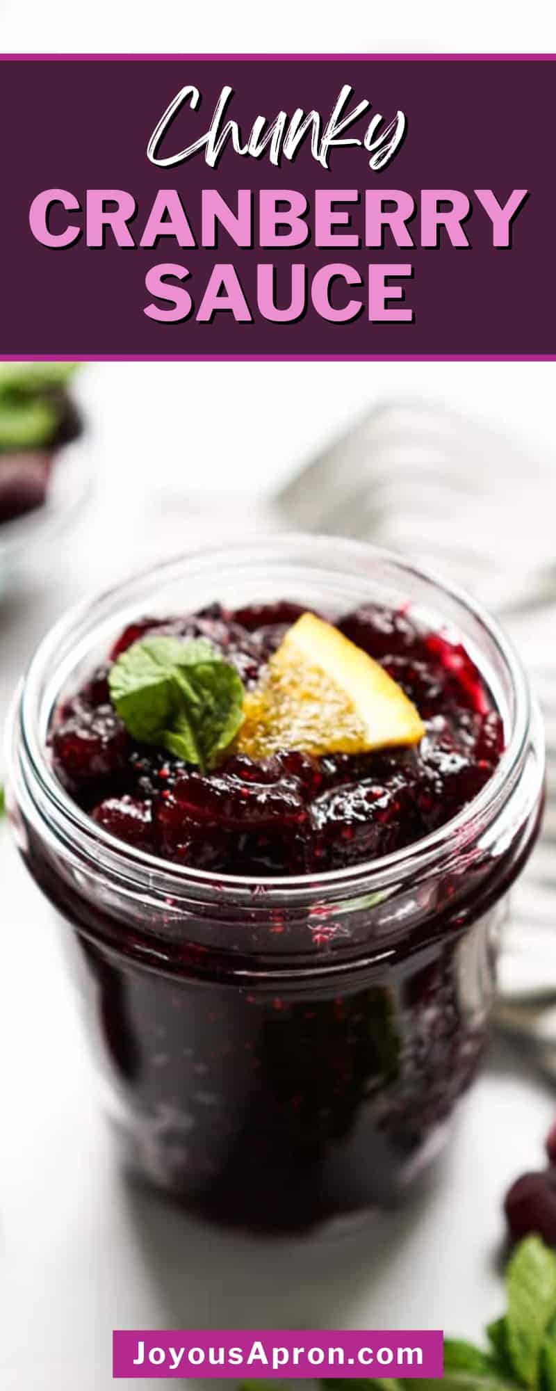 Cranberry Sauce - homemade, 4-ingredient classic cranberry sauce. Sweet, tart and chunky homemade cranberry sauce that is easy to make and perfect for the Thanksgiving and Christmas holidays! via @joyousapron