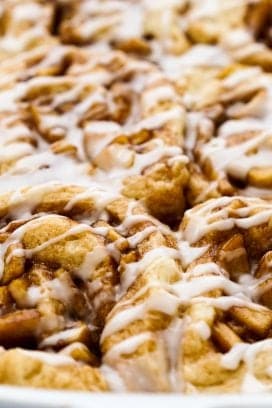 Closeup of apple pie cinnamon rolls