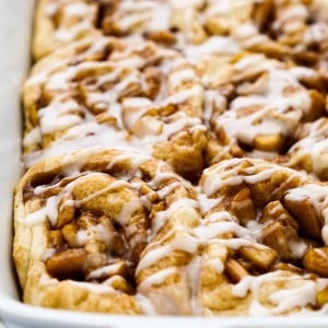 Closeup of apple pie cinnamon rolls