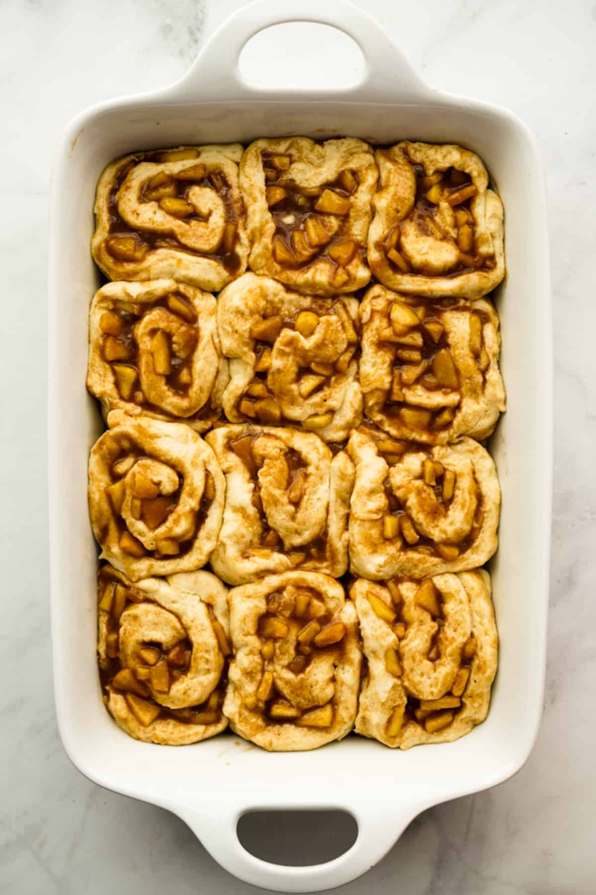 Pre-bake apple cinnamon rolls