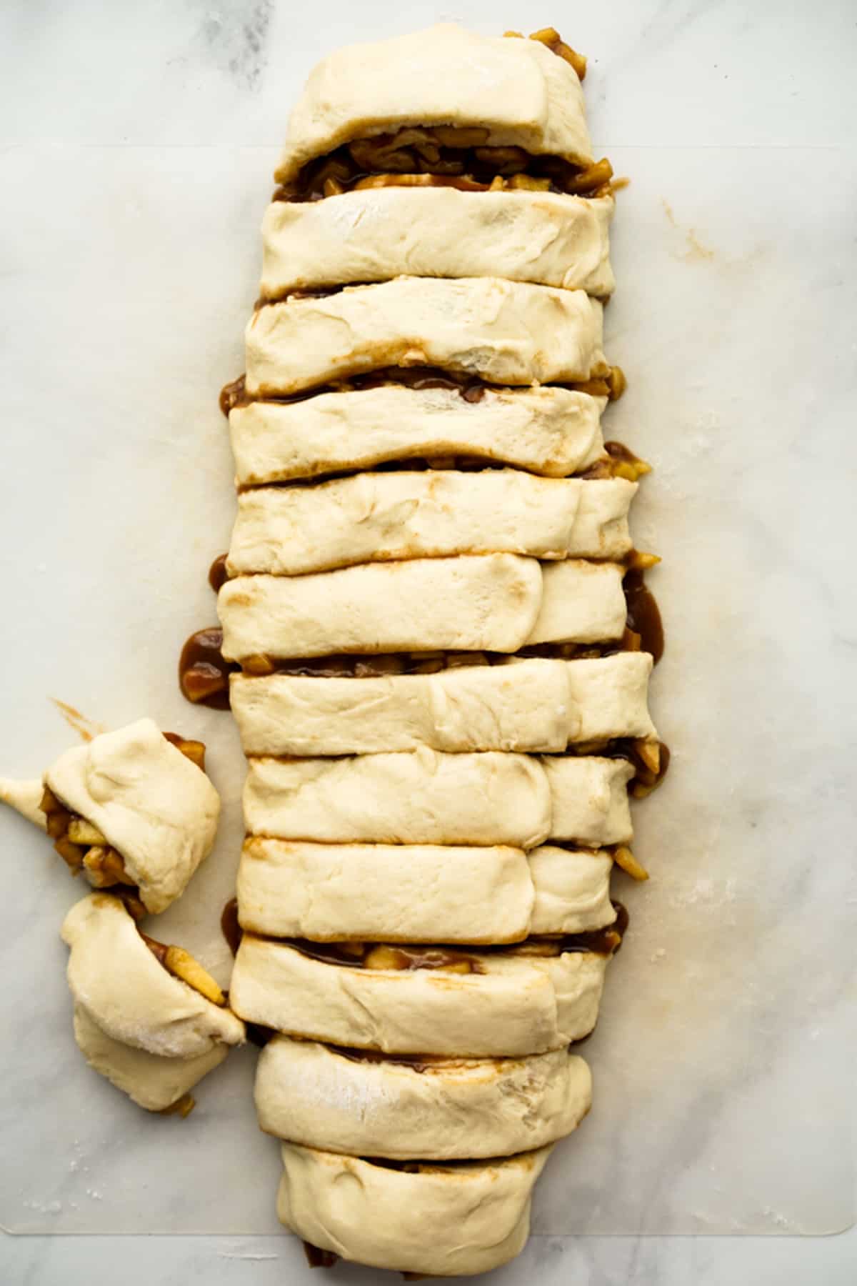 Rolled Apple Pie Cinnamon Rolls prior to baking