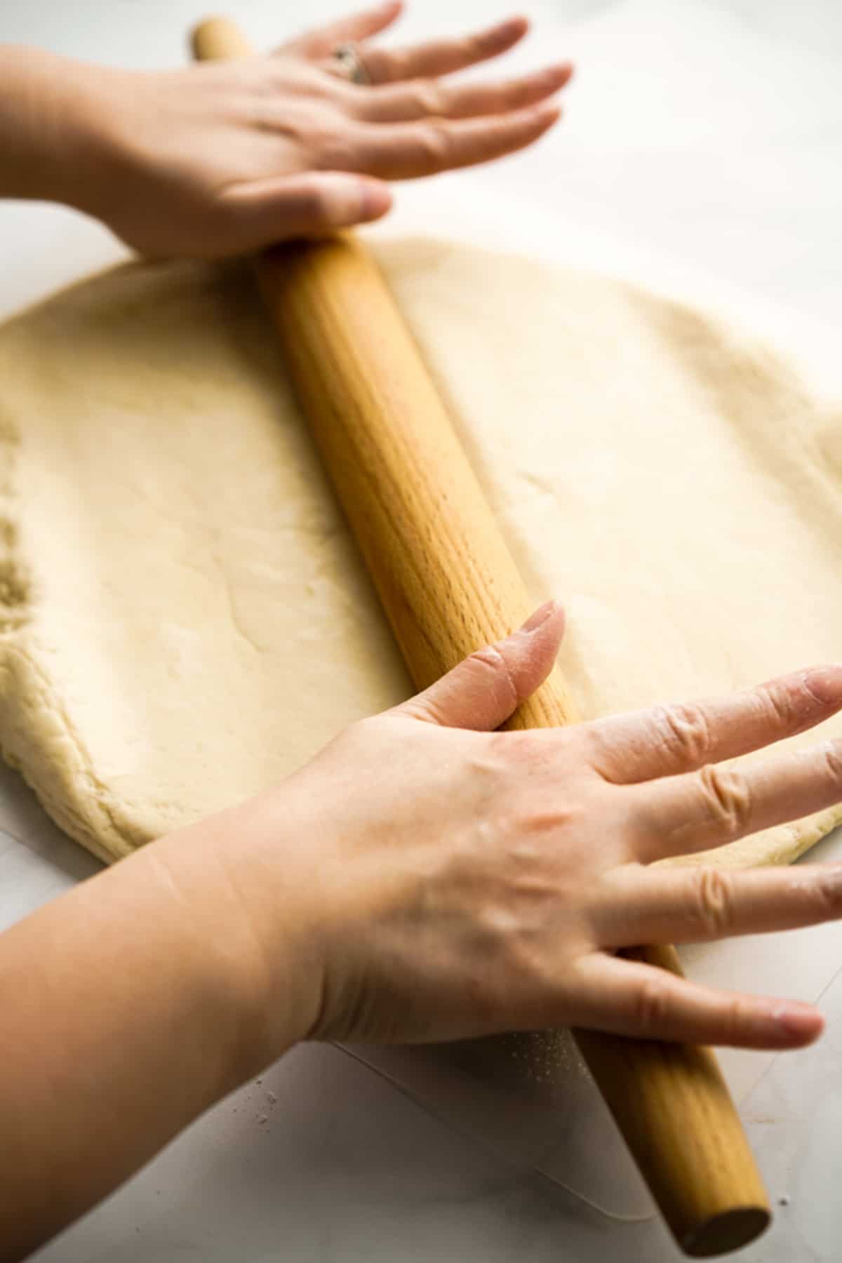 Rolling dough with a rolling pin