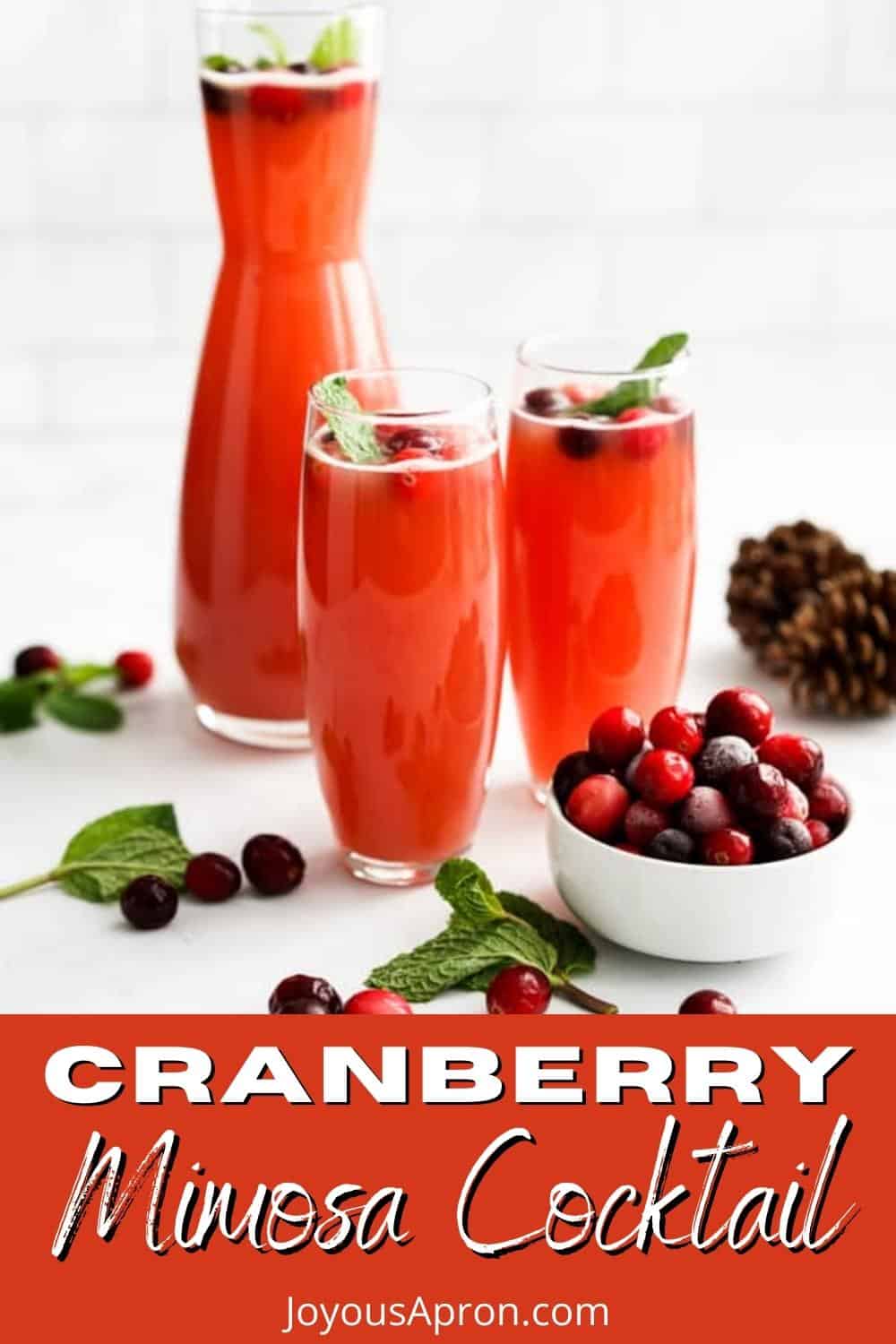Cranberry Mimosa - Mimosa cocktail with a festive twist! This cranberry mimosa is a fizzy and delicious alcoholic drink perfect for the holidays! via @joyousapron