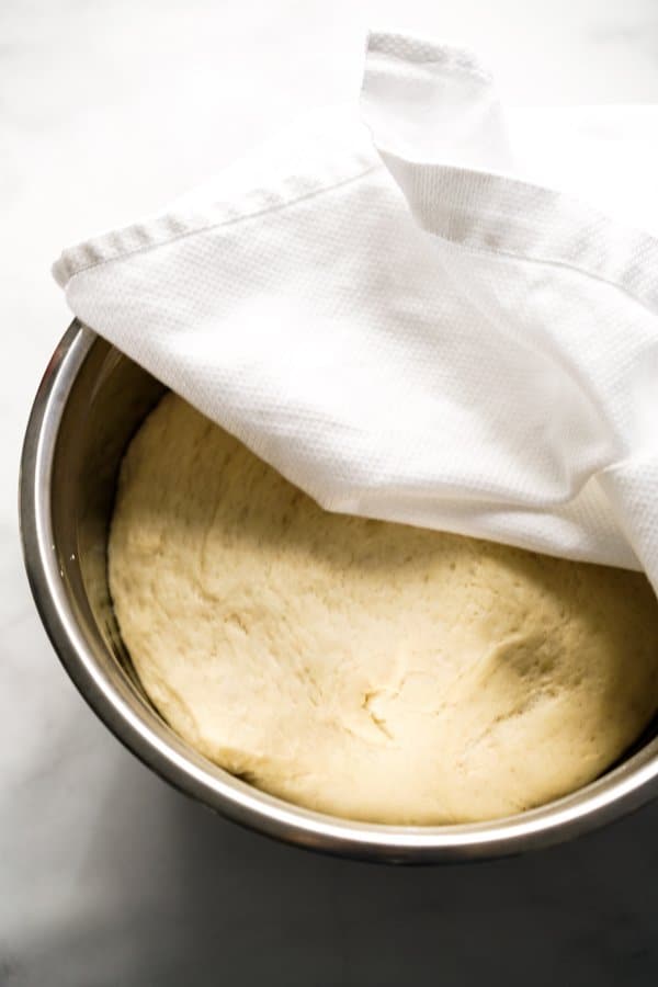 Risen bread sough in a bowl