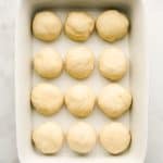 Dough balls in baking dish