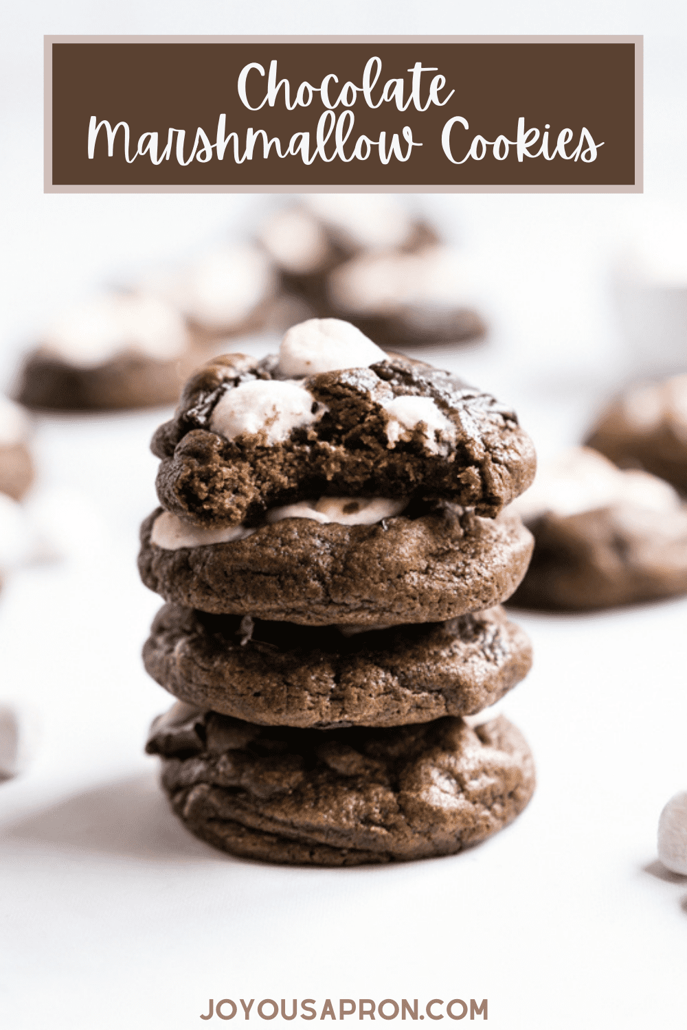 Chocolate Marshmallow Cookies - Gooey, soft and thick chocolate cookies filled with melted chocolate chunks and mini marshmallows. Perfect sweet treat for the holiday season. via @joyousapron