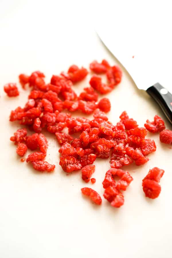 Raspberries cut into small pieces