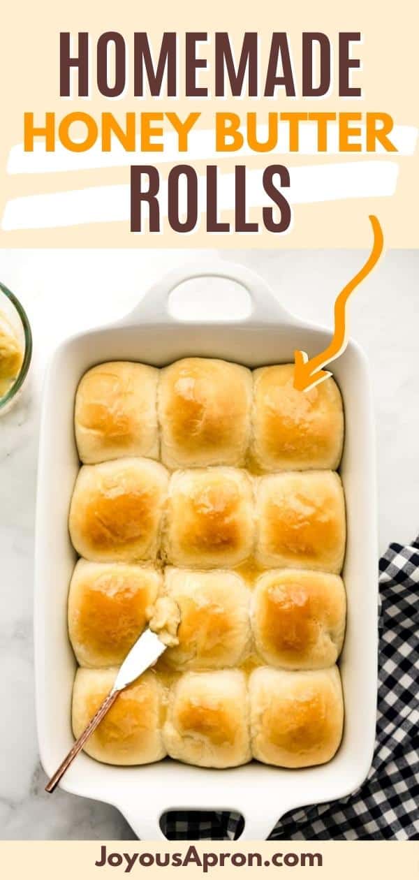 Honey Butter Rolls - these pull apart dinner yeast rolls are soft and fluffy, fresh and warm, topped with a sticky sweet and savory honey butter compound mixture. via @joyousapron
