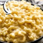 Close up of creamy mac and cheese
