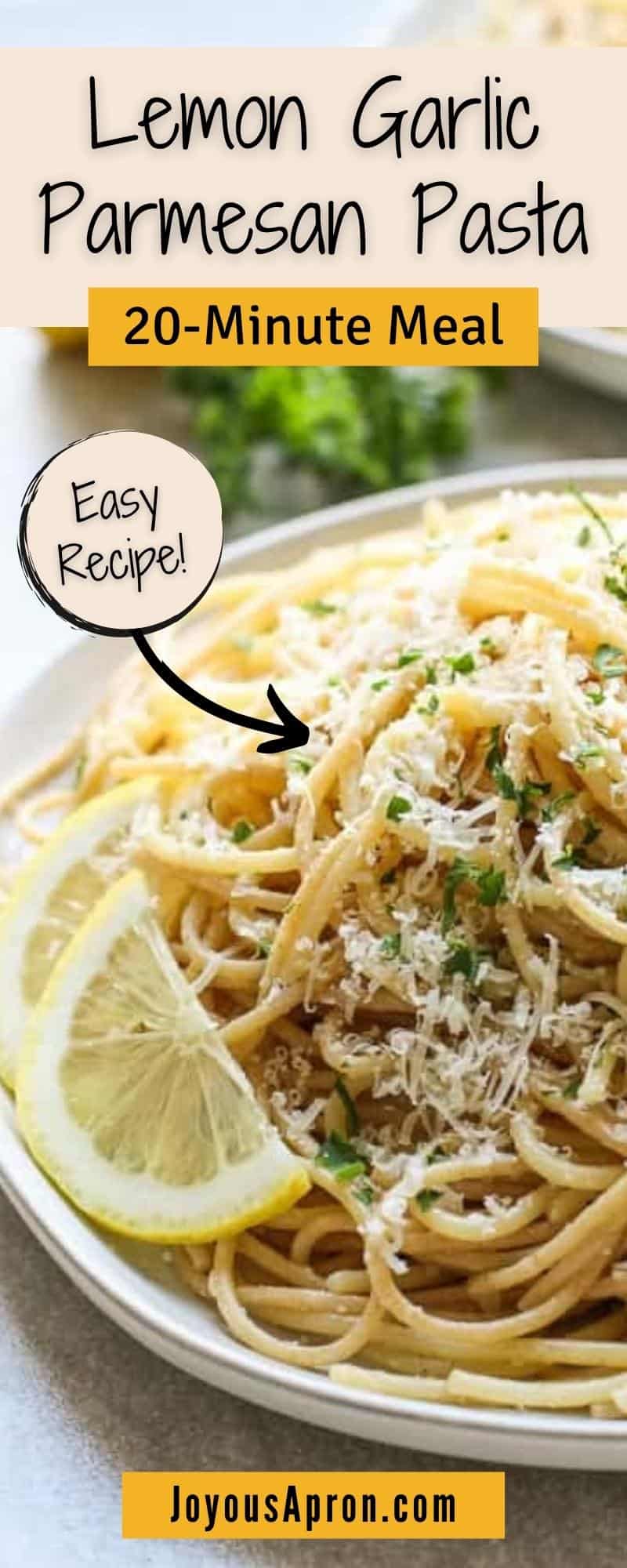 Lemon Garlic Parmesan Pasta - Easy, quick and light spaghetti pasta dish, perfect as a side or a main dish! Perfect for a summer dinner or lunch, cookout or parties. Save well as leftovers and great for meal prep as well! via @joyousapron