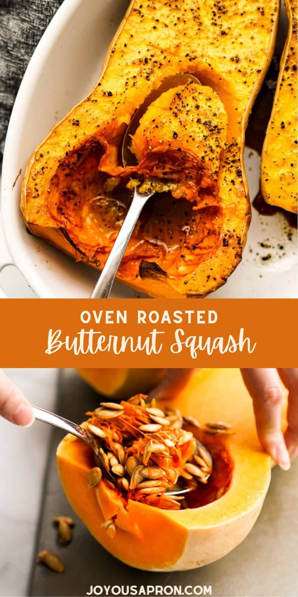 Roasted Butternut Squash - Learn how to roast whole butternut squash. Lightly seasoned butternut squash oven baked is an easy, healthy and delicious Fall vegetable dish. via @joyousapron