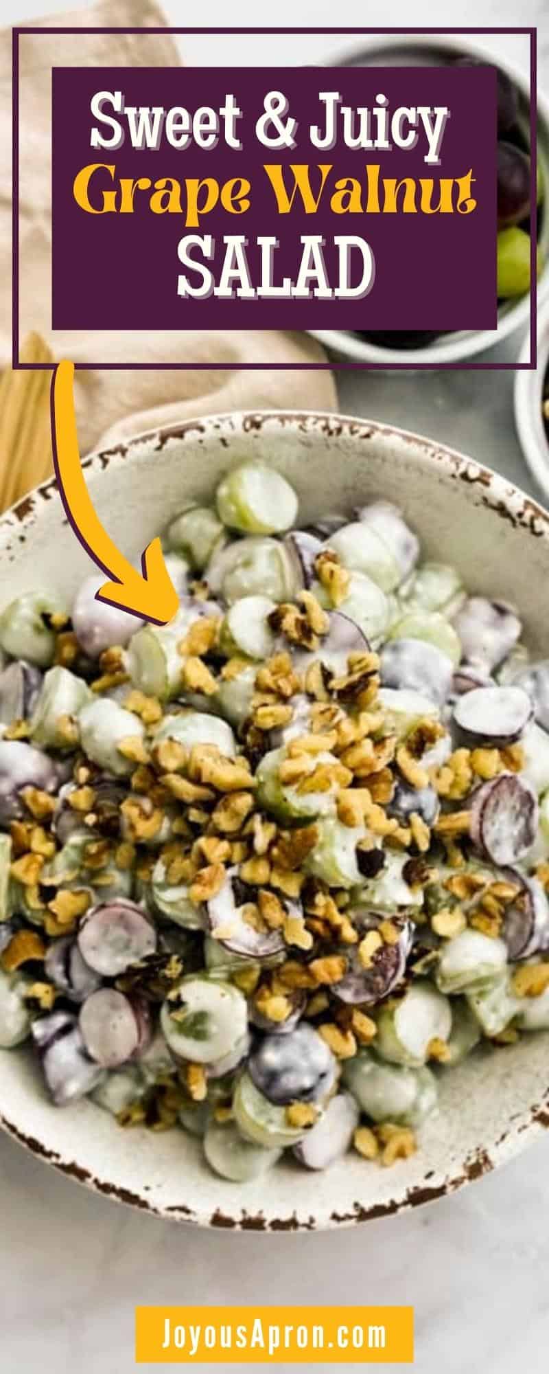 Grape Walnut Salad - easy, healthy and delicious fruit salad side dish for the summer. Red and green grapes tossed with walnuts in a creamy sweet and tangy dressing. Perfect for picnics, cookout and more! via @joyousapron