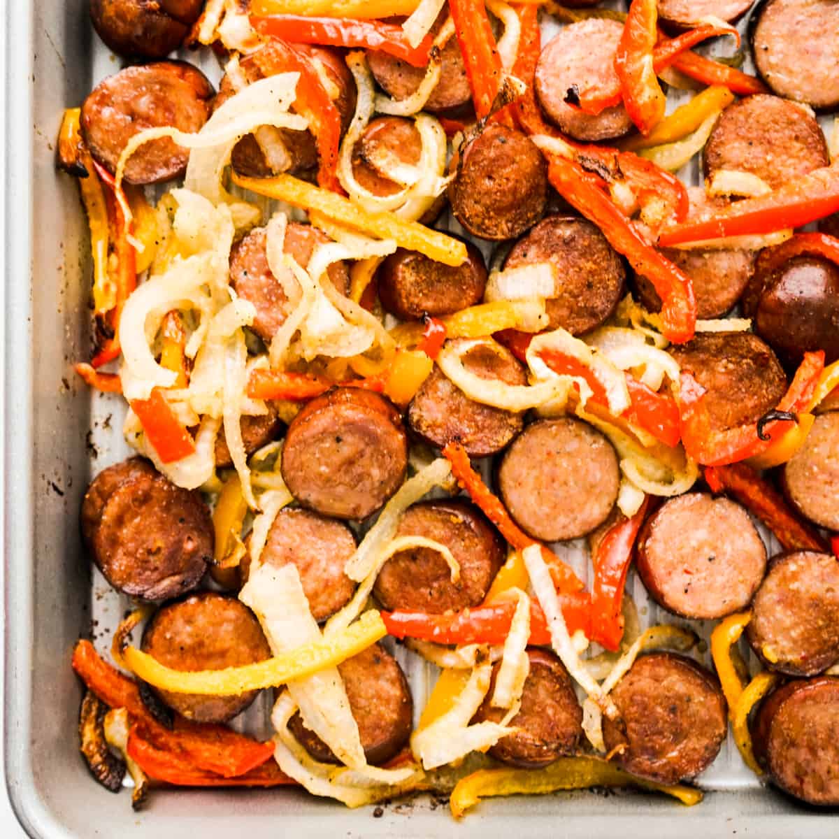 Sheet Pan Oven Baked Sausage and Peppers