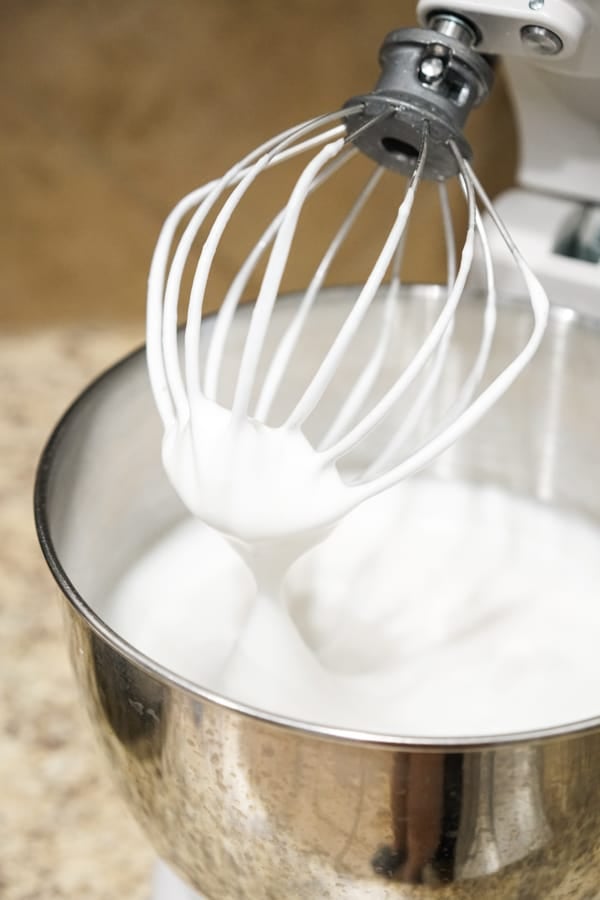 soft peaks forming in whisk attached to stand mixer