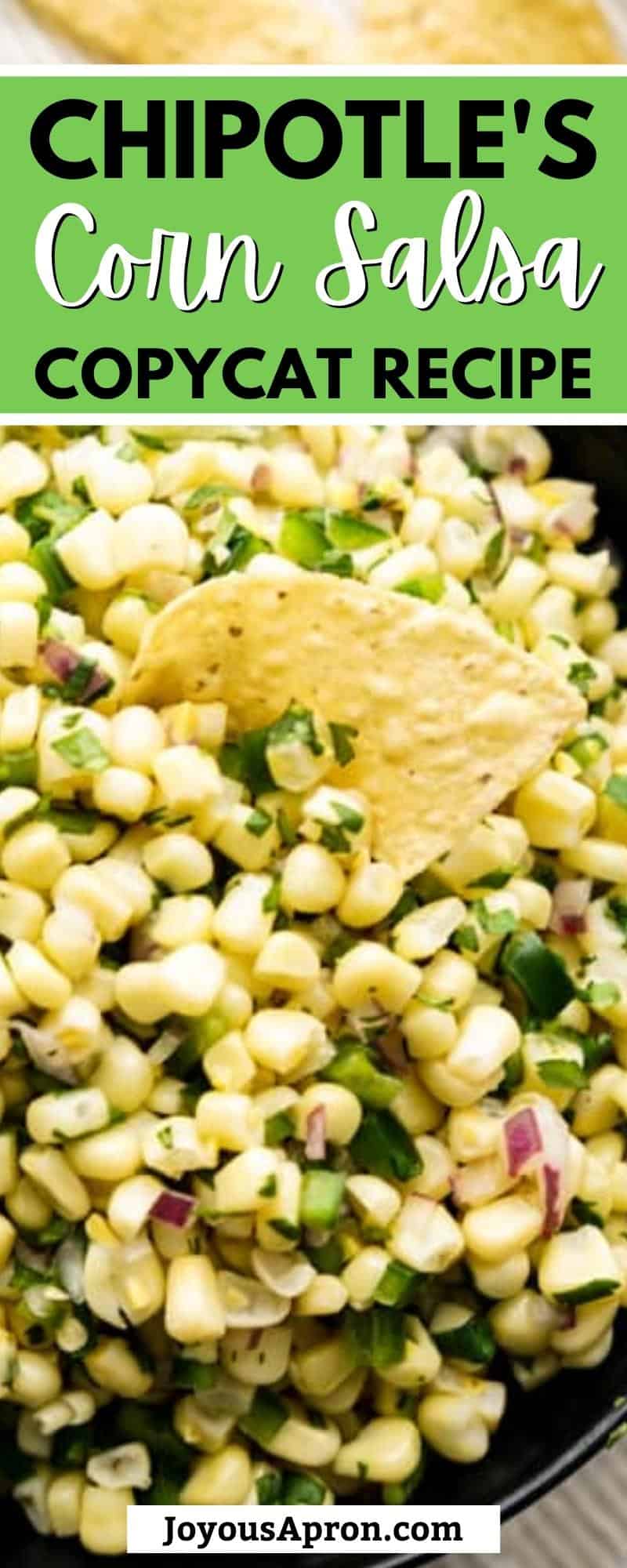 Chipotle Corn Jalapeño Salsa - Copycat Chipotle side dish and dip! Easy, healthy and no cook! Great for summer cookouts. Fresh and bright corn salsa tossed with jalapeños, red onions, cilantro and citrus juice. via @joyousapron