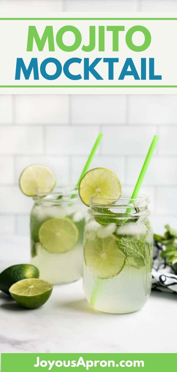 Mojito Mocktail (Virgin Mojito) - refreshing non alcoholic beverage and drink for a hot summer day. Combines fresh lime juice and club soda or sparkling water with mint leaves via @joyousapron